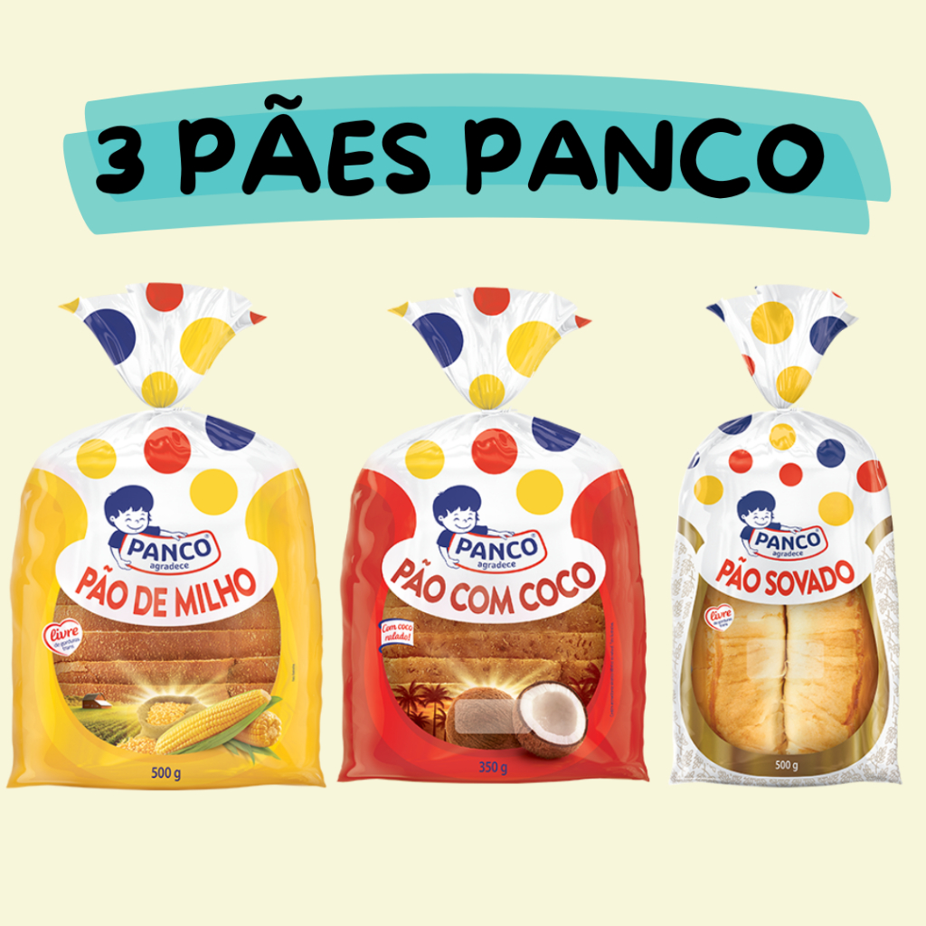 KIT COM PÃO MILHO, COCO E SOVADO PANCO em Oferta na Shopee