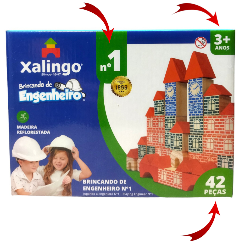 Brincando de engenheiro Peças de Madeira - Xalingo