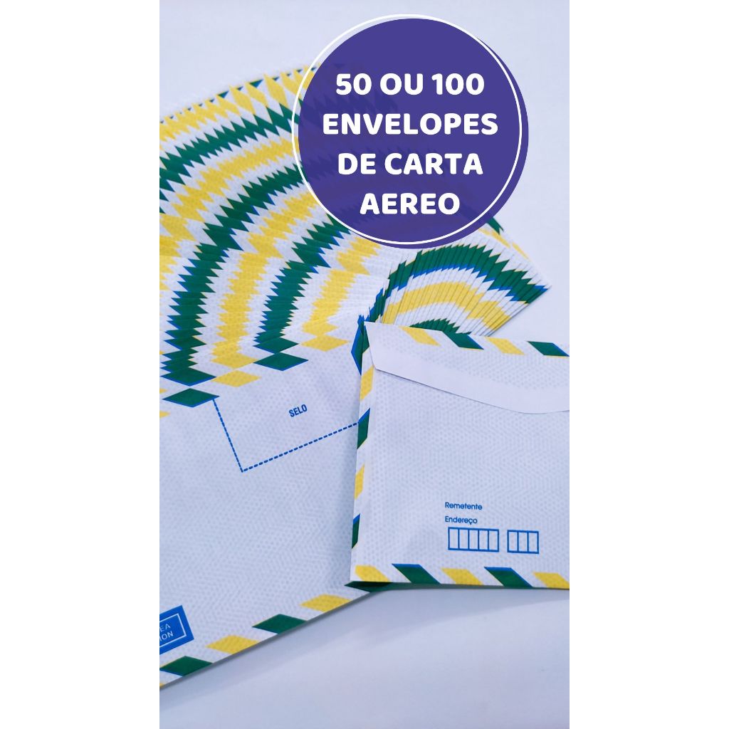 Envelope de Carta Aéreo 114X162mm pacote c/50 envelopes ou 100 envelopes em Oferta na Shopee
