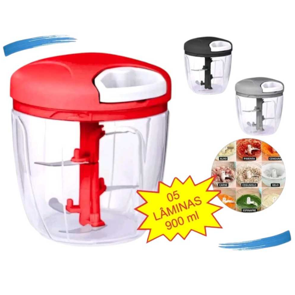 Processador Manual De Alimentos Grande 5 Lâminas 900ml