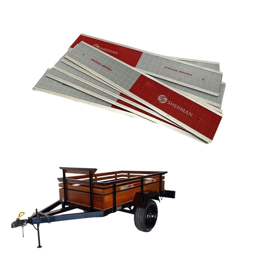 Kit 10 Faixas Refletiva Lateral Caminhão c/ Chapa de Alumínio Rebite Sherman