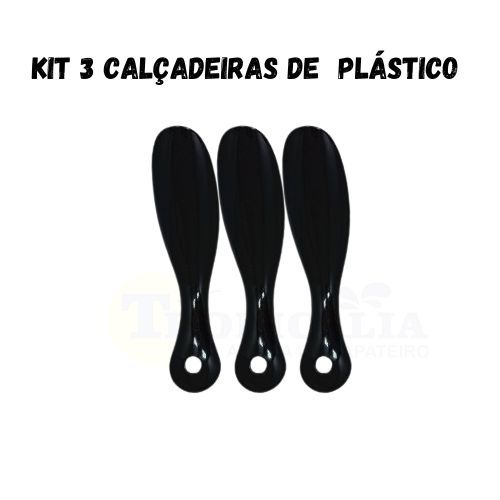 Kit 3 Unidades Calçadeira Preta de Plástico para Sapato Idoso Gestante Calçados Tênis 18cm em Oferta na Shopee