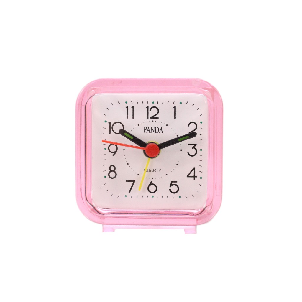 Relógio De Mesa Despertador Alarme Analógico Quadrado Vintage Rosa