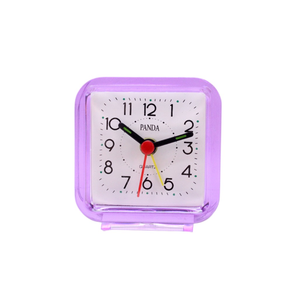 Relógio De Mesa Despertador Alarme Analógico Quadrado Vintage Violeta