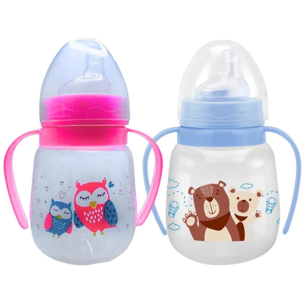 Copo Cristal 240ml Antivazamento Bico Silicone com Alça - Infantil Treinamento Petita