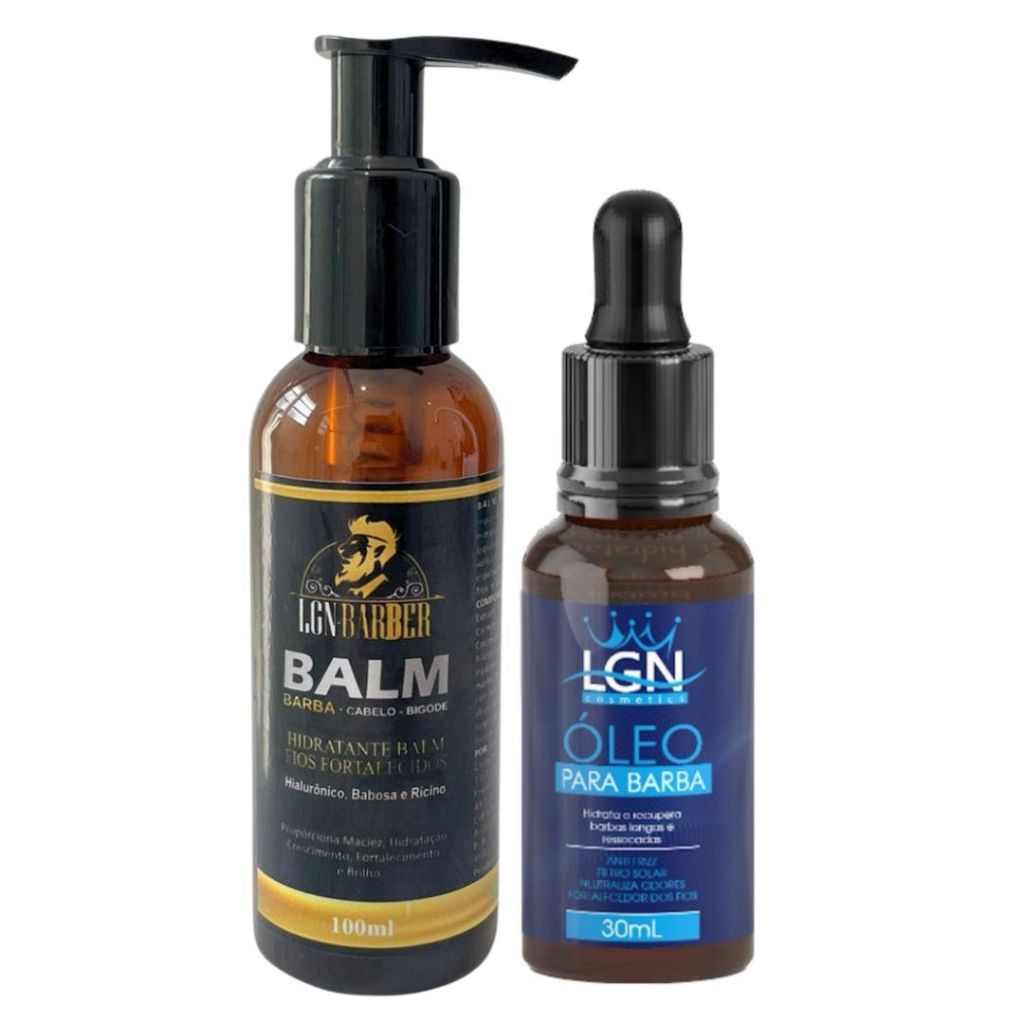 1Un óleo para barba 30ml+ 1Un balm hidratante 100ml- LGN Barber em Oferta na Shopee
