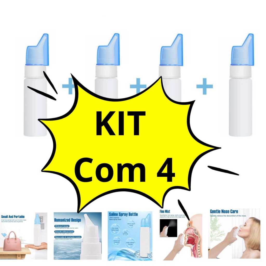 KIT COM 4 Higienizador Nasal Alívio Congestão Nasal Sinusite - 300ml MT-BF05  mt145 mt146 (9) em Oferta na Shopee