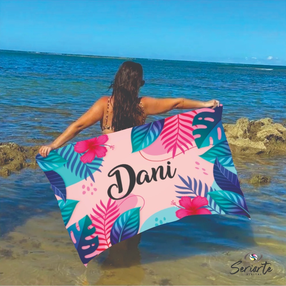 3 Cangas adulto + 1 canga infantil Saída De Praia Personalizada Com Nome Modelo 5