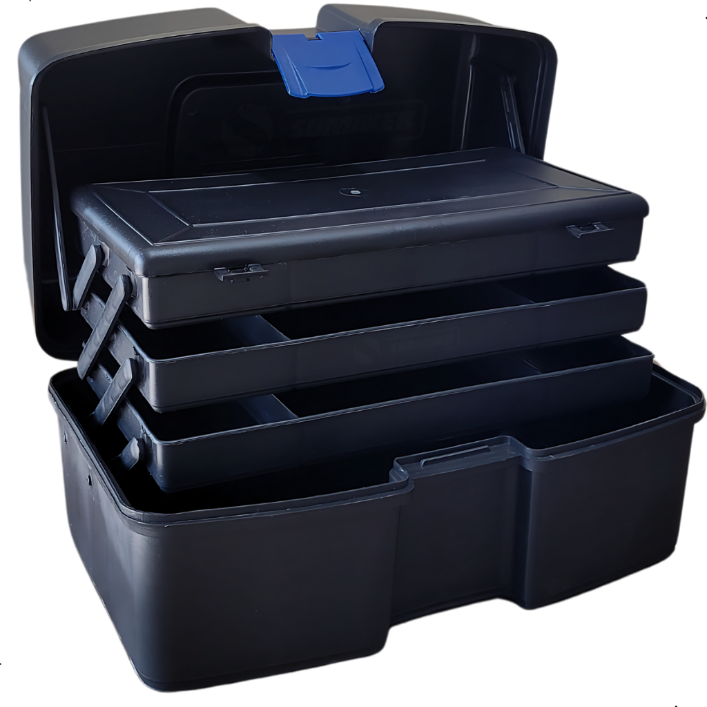 Maleta Para Pesca Ferramenta 3 Bandejas Articuladas Preta Summer Caixa Maquiagem Multiuso - Home & Living