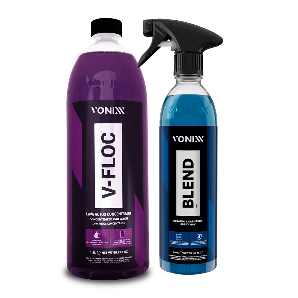 Kit shampoo lava autos v-floc 1,5l + cera carnauba blend spray 500ml em Oferta na Shopee