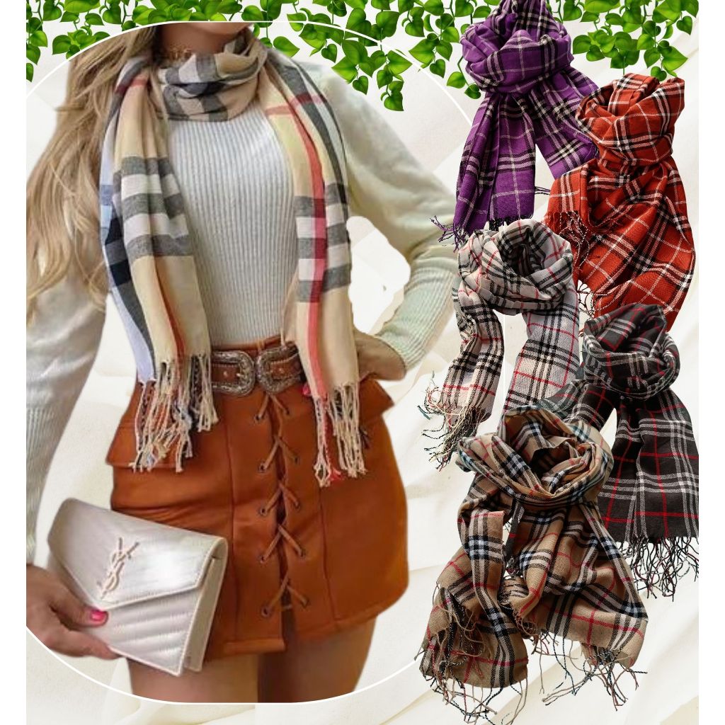 Cachecol Xadrez Feminino Lenço Pashmina Echarpe Masculino Unissex Para Frio Inverno