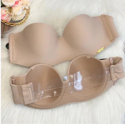 Sutiã Costas Silicone com Bojo 3 fecho Tomara que Caia Alça silicone nao marca