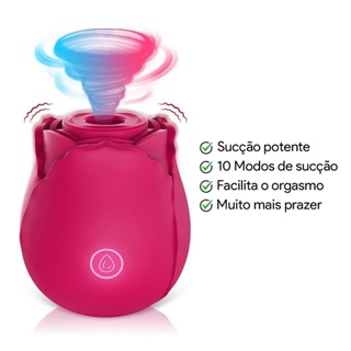 Sugador Clitóris Formato Flor Recarregável Potente Estimulador Clitoriano e Mamilos 10 modos sucção em Oferta na Shopee