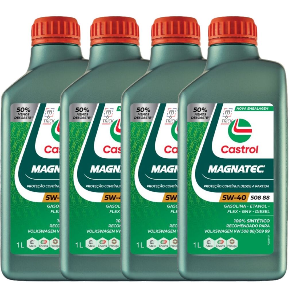 Kit 4 Litros Óleo Castrol Magnatec 5w40 508 509 Volkswagen 3 Cilindros