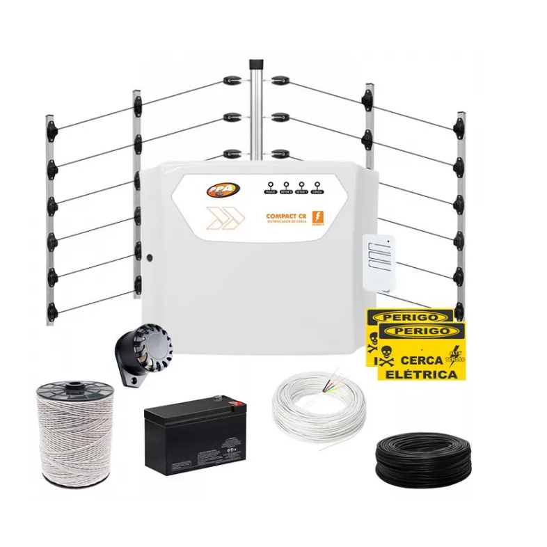 Kit Cerca Elétrica Reforçada P/ 35 Metros de Muro Com Hastes Industriais e Central GCP PPA em Oferta na Shopee
