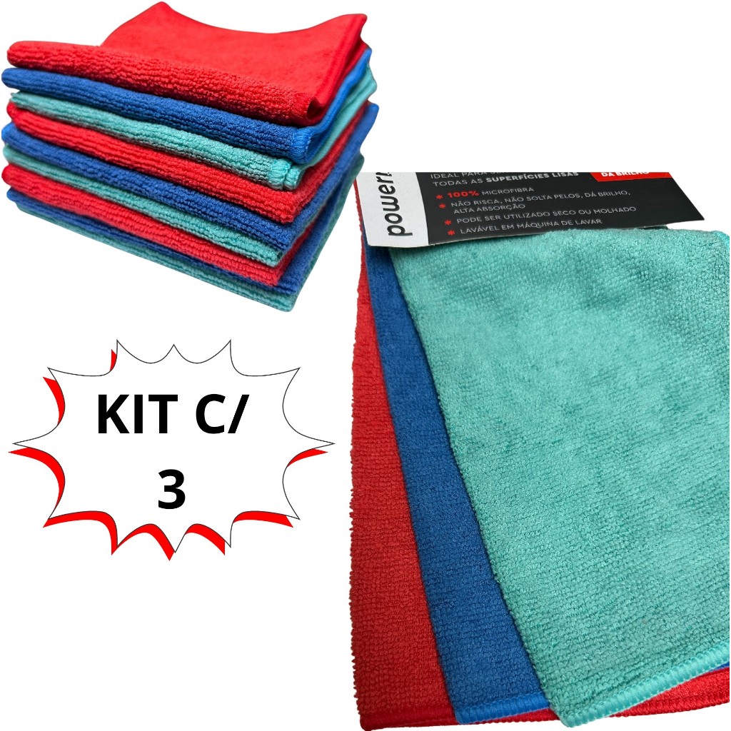 Kit 15 Pano Microfibra Polimento Carro Automotivo Limpar