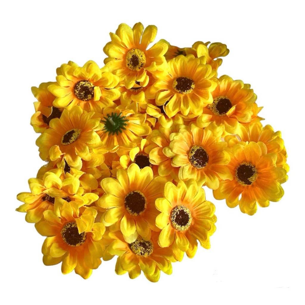 Flor De Girassol Artificial Pacote C/ 100 Unidade Flores 7cm em Oferta na Shopee