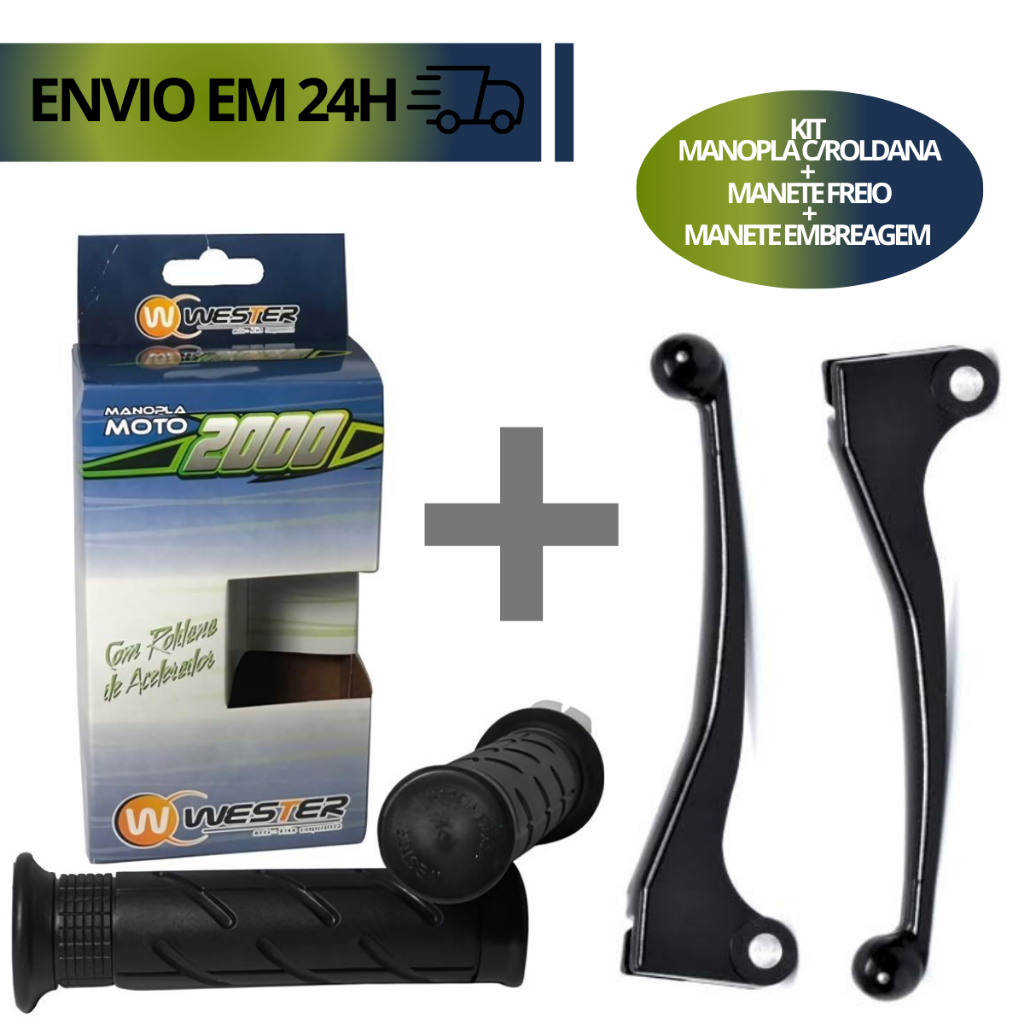 Manopla Luva Punho Com Roldana Acelerador Modelo Original + Manete Freio Tambor + Manete Embreagem Titan Fan Cg 125 150