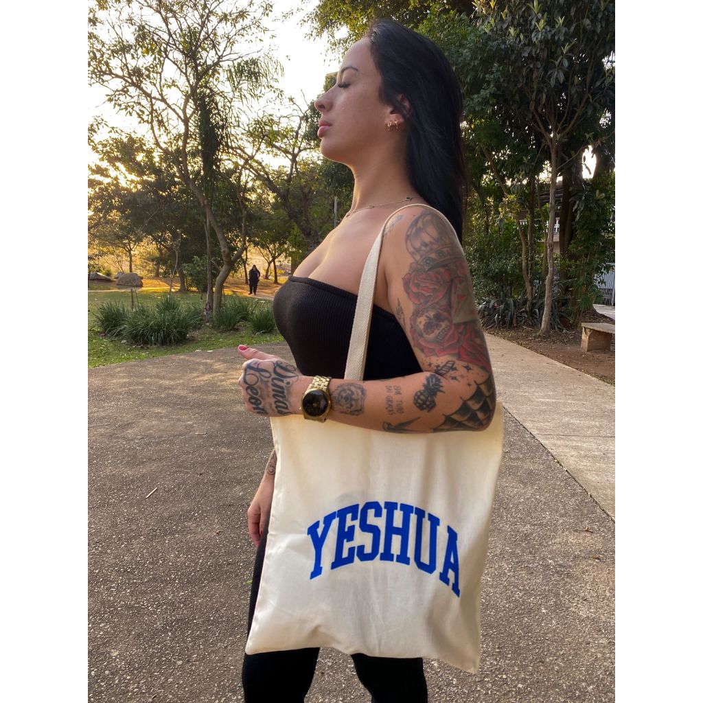 Ecobag Yeshua azul sacola ecológica,escola,faculdade, curso,personalizado,brinde,praia,moda,brinde,presente,trabalho