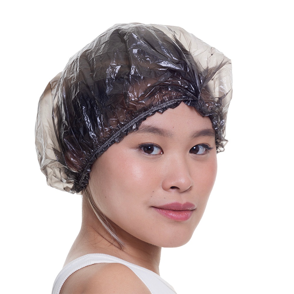 Touca Plástica Descartável Para Banho Preta Com 100 Unidades
