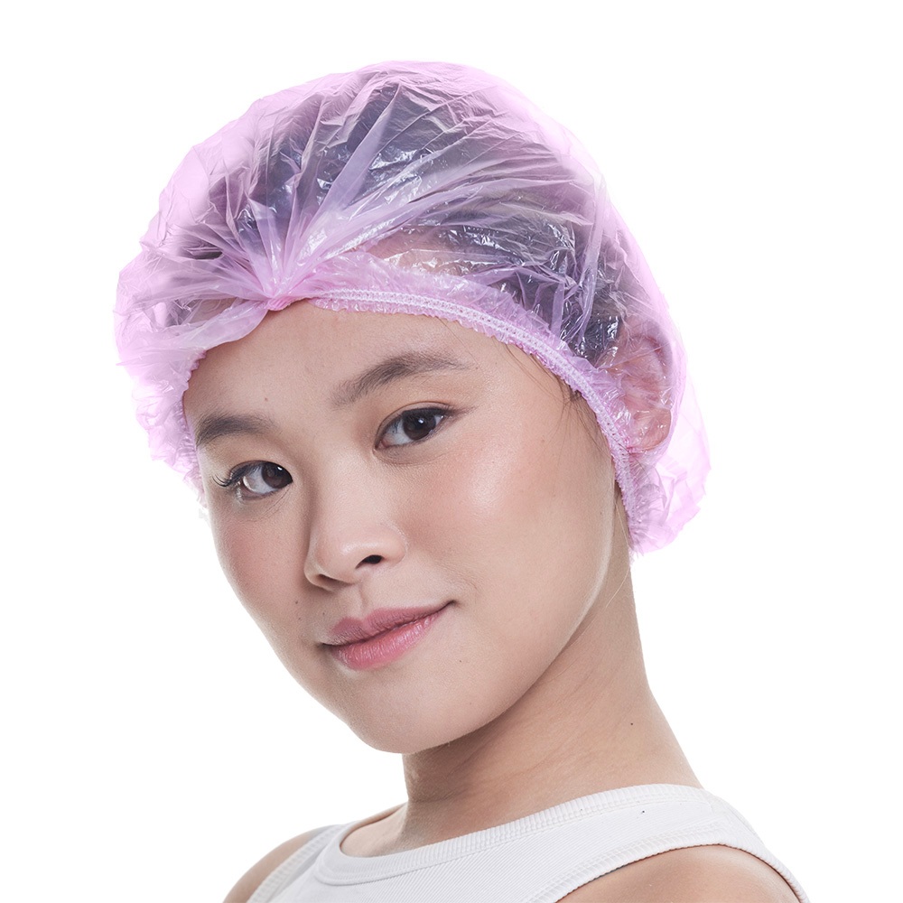 Touca Plástica para Banho Descartável Rosa 100 unidades - Santa Clara
