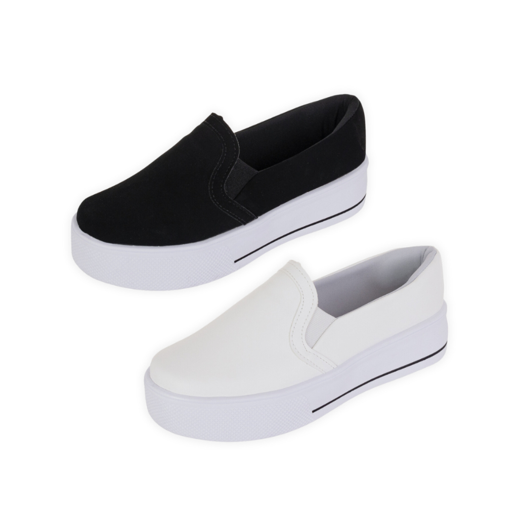 Kit 2 Tênis Feminino Casual Slip On Confortável Leve Clássico Dia Sapatenis Sapatilha Feminina Moda