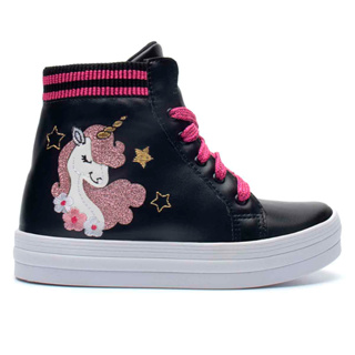 Tênis Infantil Menina Fashion Casual Unicórnio Preto Nude Branco em Oferta na Shopee