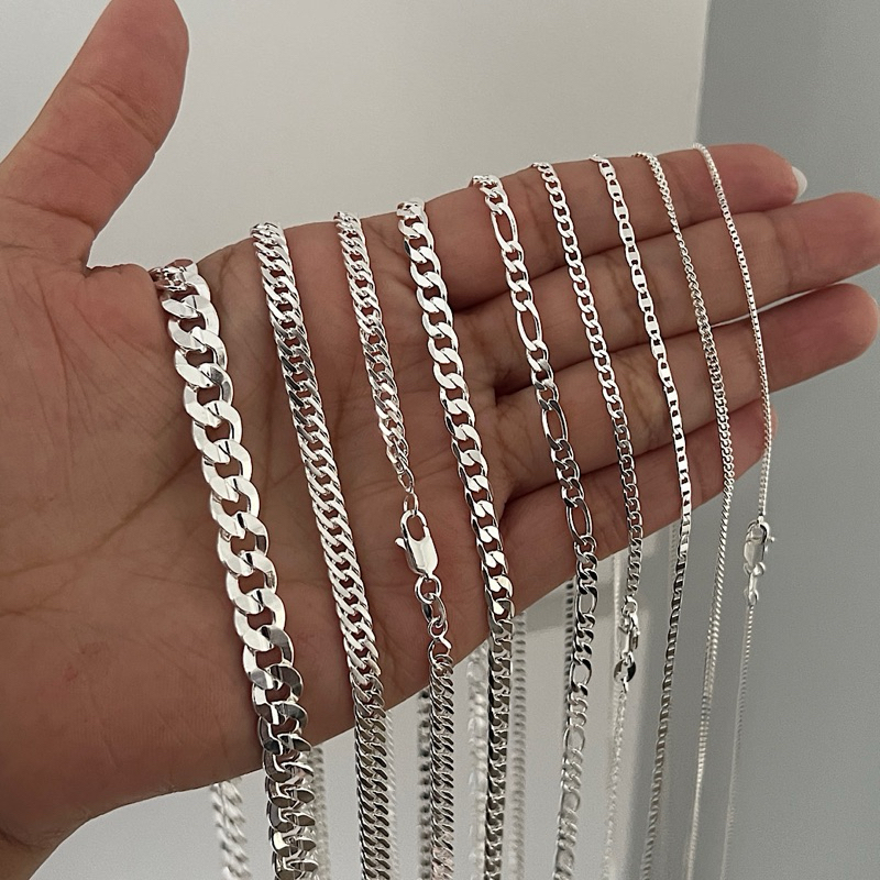 Cordão Correntinha Corrente Masculina Prata Banhada 925 Modelos Variados