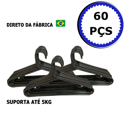 Kit Cabides Redondos Preto Adulto Reforçado Organizar Roupas