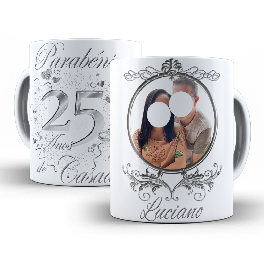 Kit 2 ( duas ) Canecas Personalizadas  - Casamento - Bodas de Prata e Bodas de Ouro  - Coloque NOME / FOTO