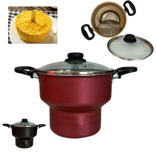 Cuscuzeiro Antiaderente Teflon Com Tampa de Vidro N18 Vermelho em Oferta na Shopee