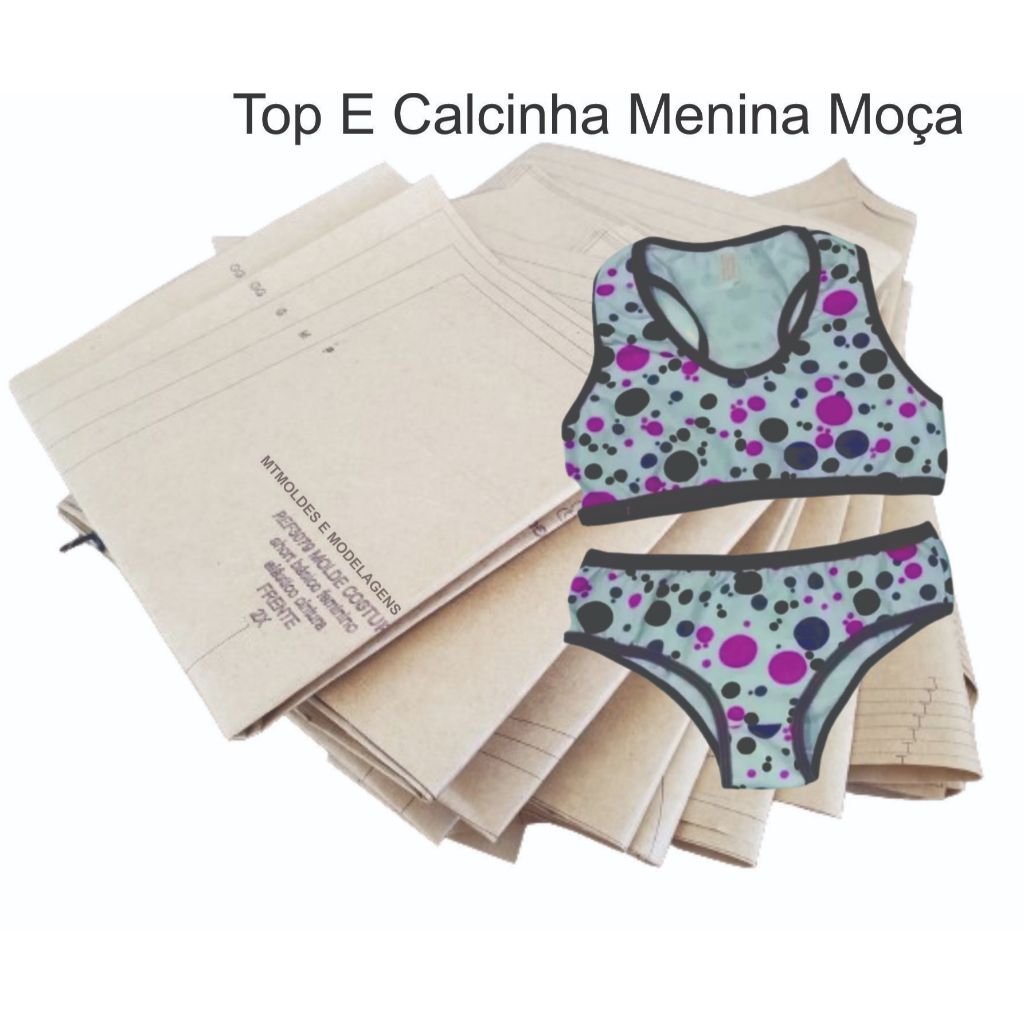 Molde Costura Conjunto Infantil Top E Calcinha Menina Moça ref2006 kraft80g em Oferta na Shopee