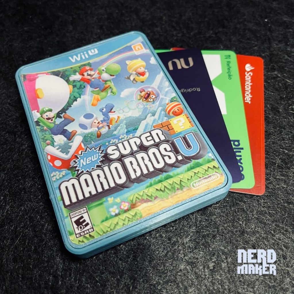 Porta-cartões Wii U Game Cover - Super Mario Bros U - Nerd Maker 3D