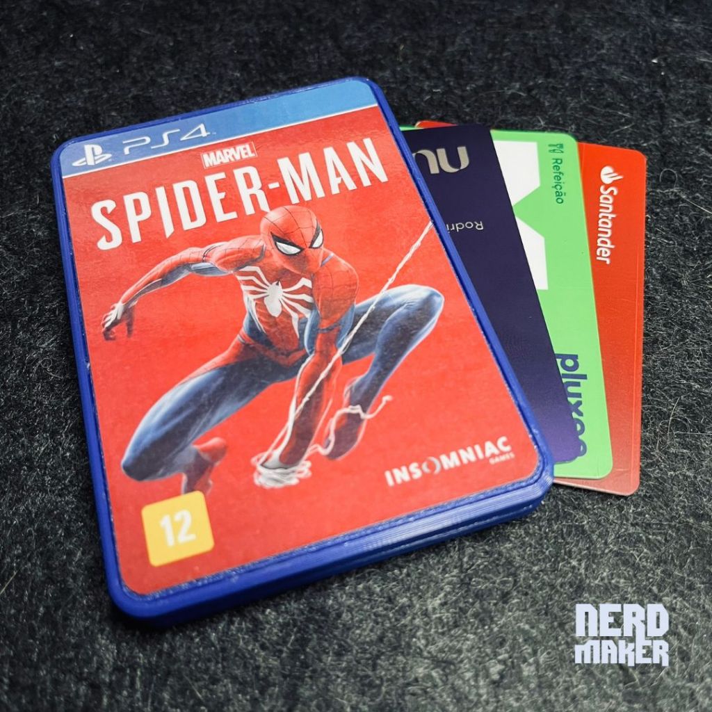 Porta-cartões PS4 Game Cover - Spider Man - Nerd Maker 3D