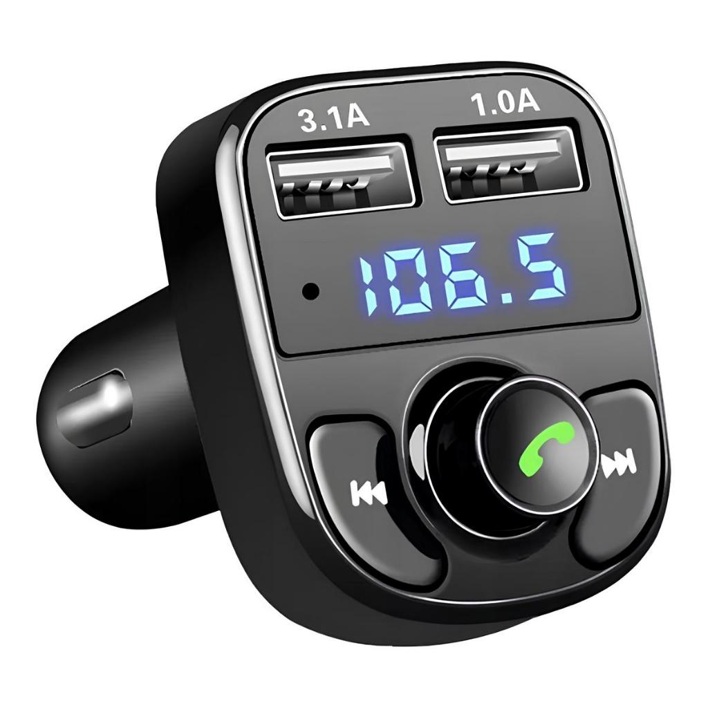 Adaptador Bluetooth Carro Transmissor FM Carregador Veicular Com Entrada Para Pen Drive Compatível com Android e IOS x8