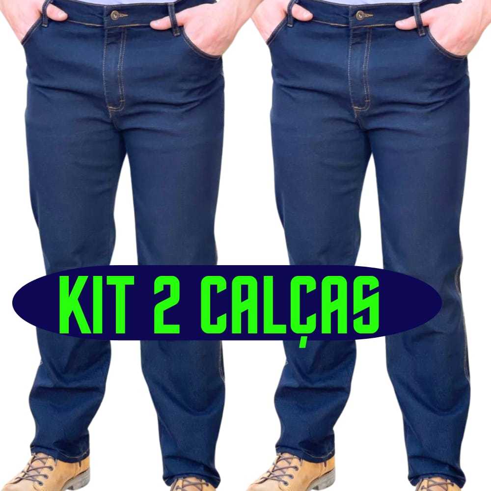 kit 2 Calças Jeans Masculina  Lycra Trabalho 36 38 40 42 44 46 48 50 52 54 56