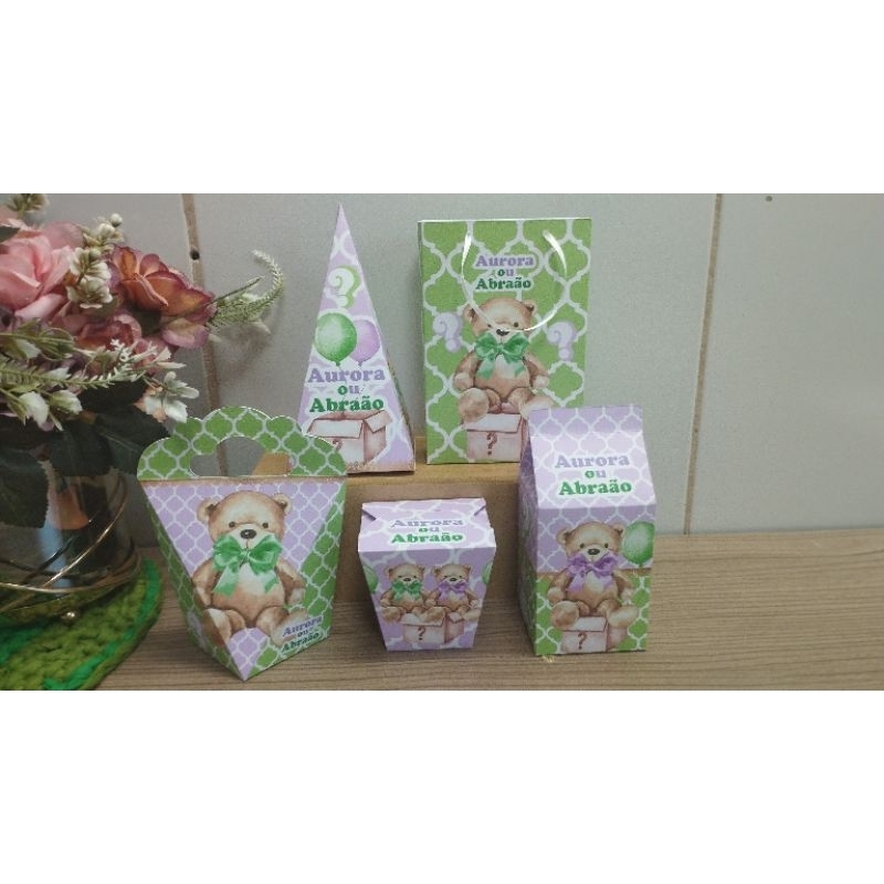 CAIXINHAS  CHA REVELAÇAO( PEGUE E MONTE )  PARA LEMBRANCINHAS /kit personalizados chá de bebe para lembrancinhas