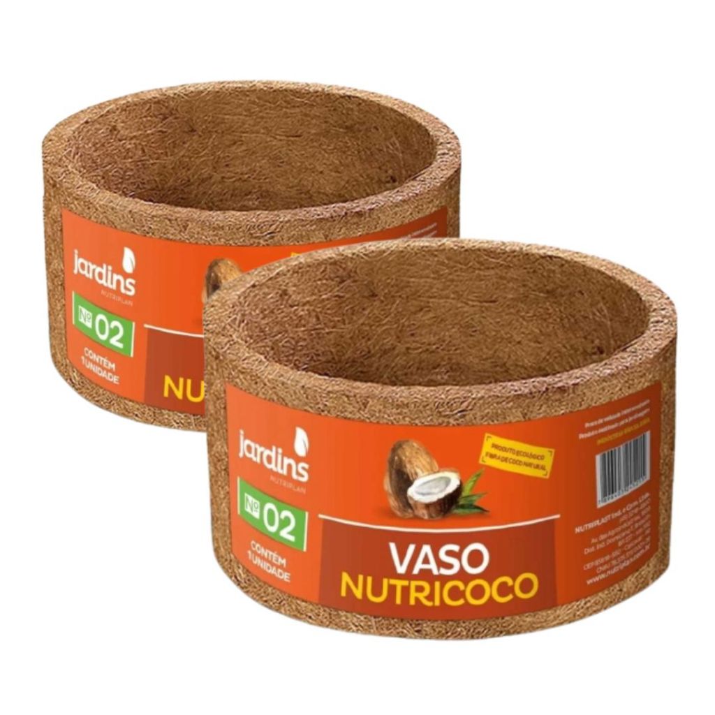 Kit 2 Vaso De Fibra De Coco Xaxim Natural 16x9 cm Barato Para Orquídea, Bromélia Flores Nutriplan N2