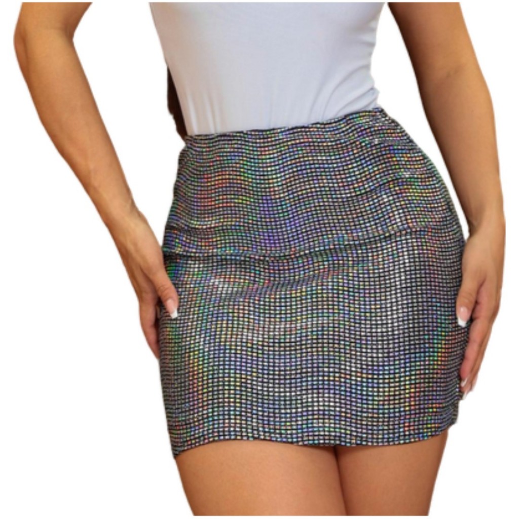 Saia Feminina Brilho Moda Festa Balada Sexy em Oferta na Shopee