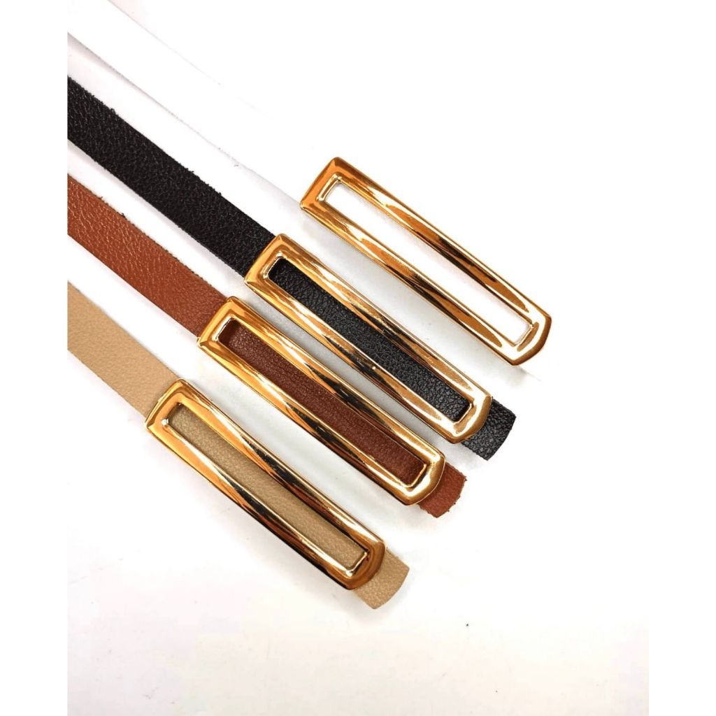Cinto Feminino Fino - Plus size Com Fivela Dourado