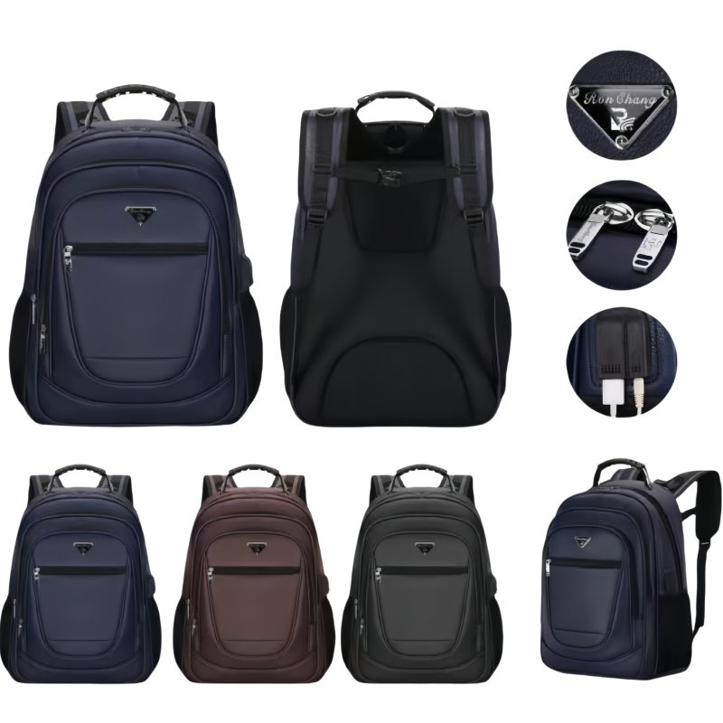 Mochila Couro PU Grande Executiva Para Notebook Trabalho Faculdade Reforçada Cabo De Aço USB RC-5012-3