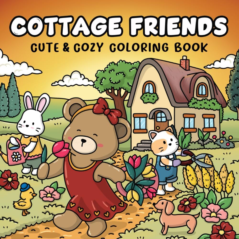 Kit 40 Desenhos Para Pintar E Colorir Cottage Friends!  - Folha A4 Inteira! 1 Por Folha!