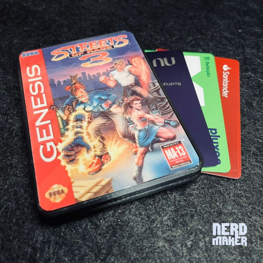 Porta-cartões Sega Genesis Game Cover - Street of Rage 3 - Nerd Maker 3D