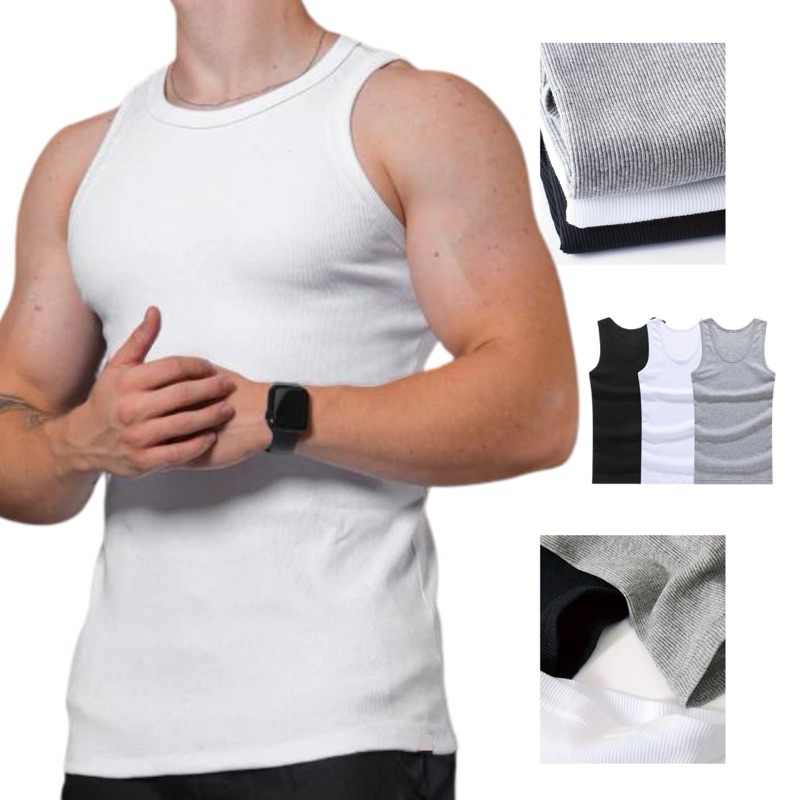 Camisa Masculina Regata Ribana Canelada Americana Camiseta Básica em Oferta na Shopee