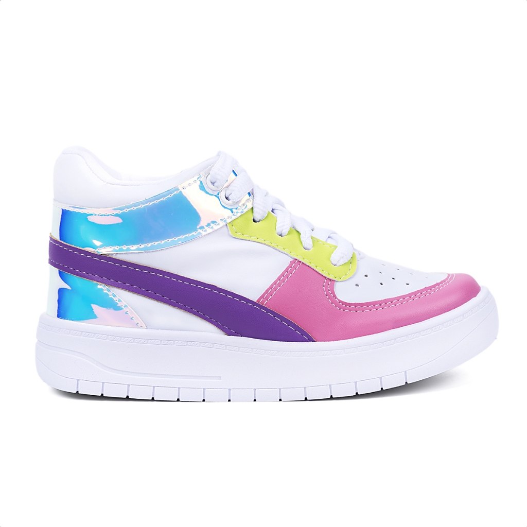 Tênis Infantil Menina Fashion Casual Cano Médio Refletivo Recortes em Oferta na Shopee