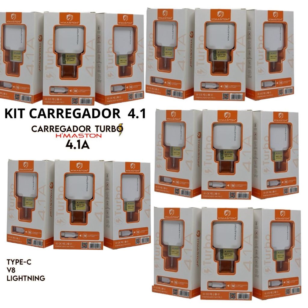 Kit 10Pçs Carregador 4.1 Carregador Para V8 Carregador Para iPhone Carregador para Tipo-C 2 USB Carga Rápida H´MASTON