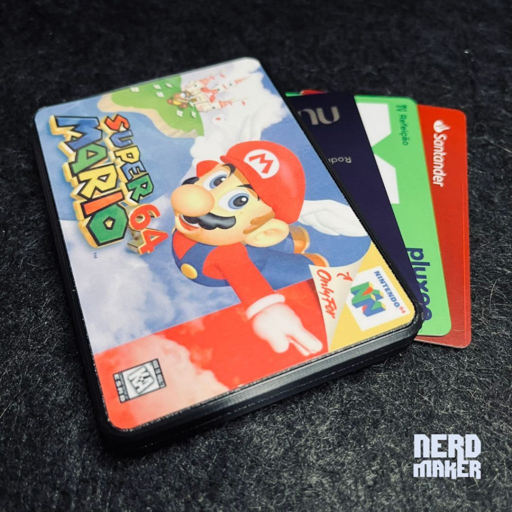 Porta-cartões Nintendo 64 Game Cover - Super Mario 64 - Nerd Maker 3D