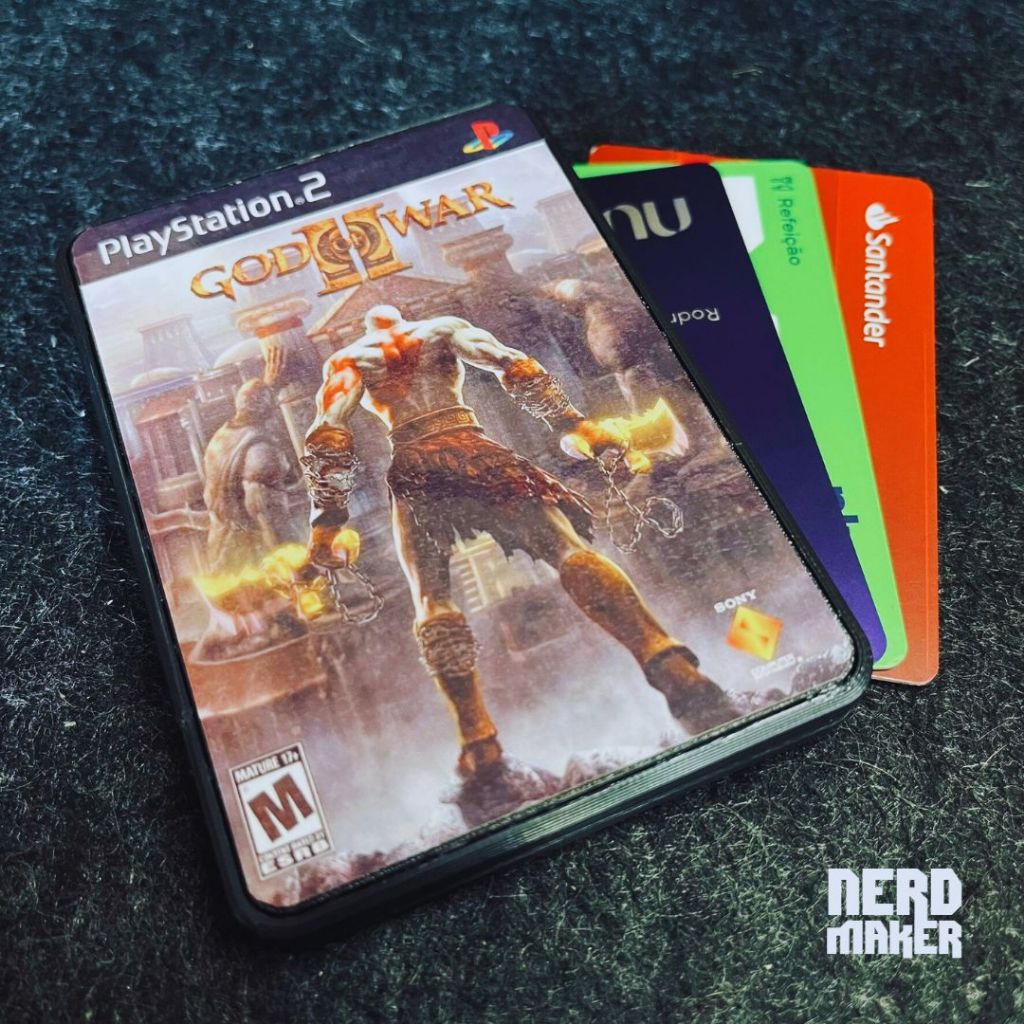 Porta-cartões PS2 Game Cover - God of War II - Nerd Maker 3D
