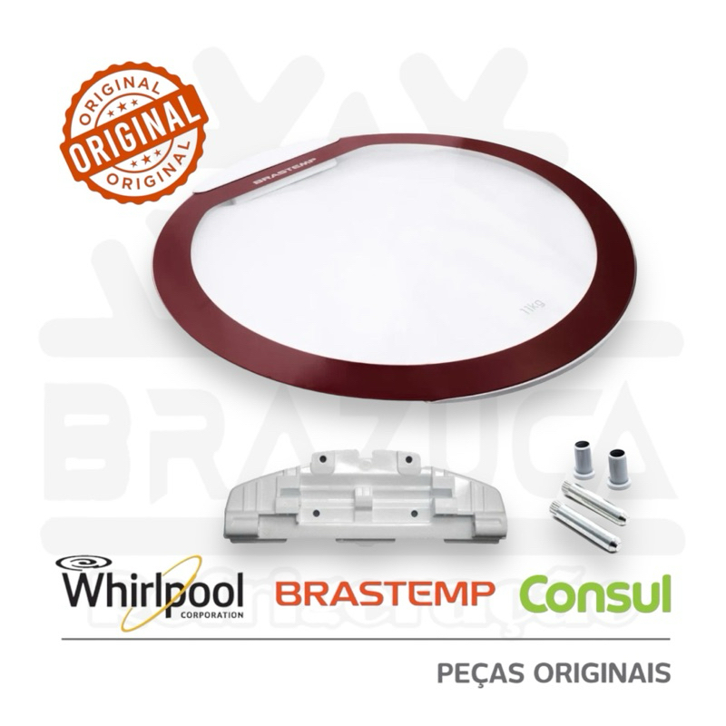 Tampa Vidro + Base Dobradica Maquina Brastemp Bwg11 Bwg11a