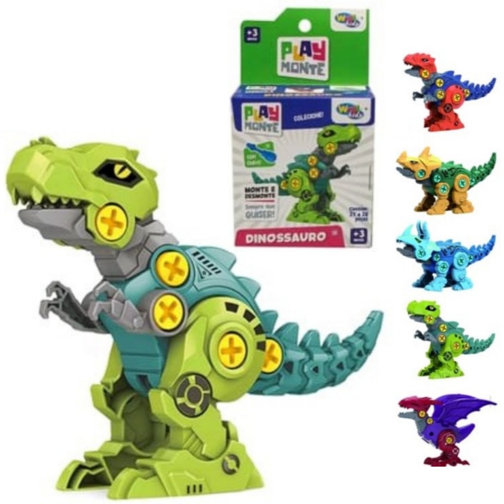Dinossauro ROBO Brinquedo Infantil Monta Desmonta Parafusos Chave EDUCATIVO COLECIONAVEL 27PÇS 12CM